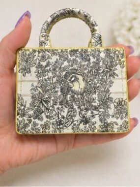 Mini Floral Canvas Tote in White and Yellow